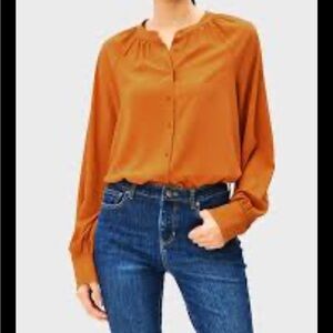 Forever 21 Women's Orange Button-Up Blouse